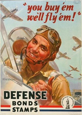 Poster: You buy 'em we'll fly 'em. Defense Bonds Stamps
